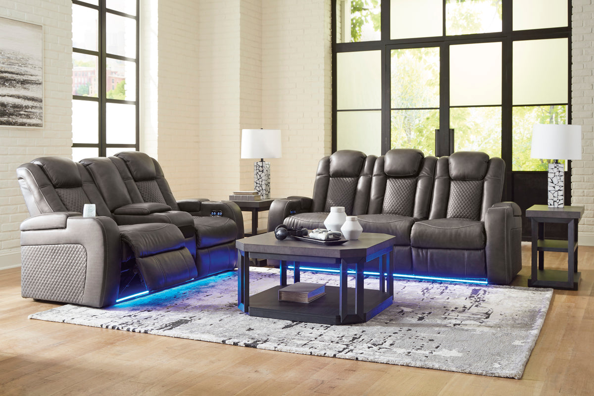 Signature Design by Ashley Fyne-Dyme Shadow Power Reclining Sofa and Loveseat 36602