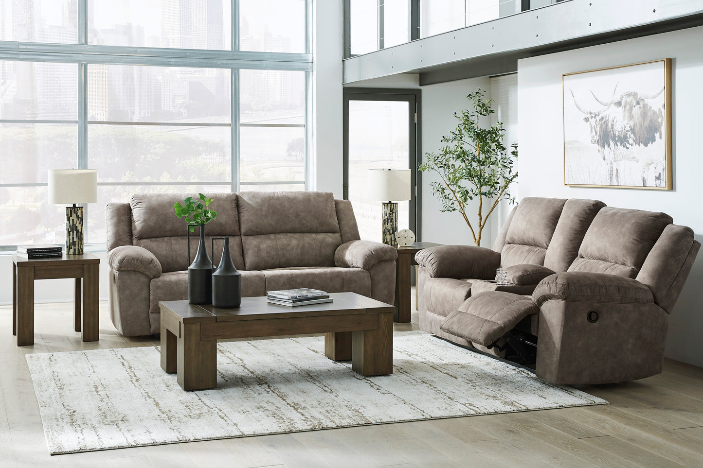 Signature Design by Ashley Laresview Fossil Reclining Sofa and Loveseat 37203