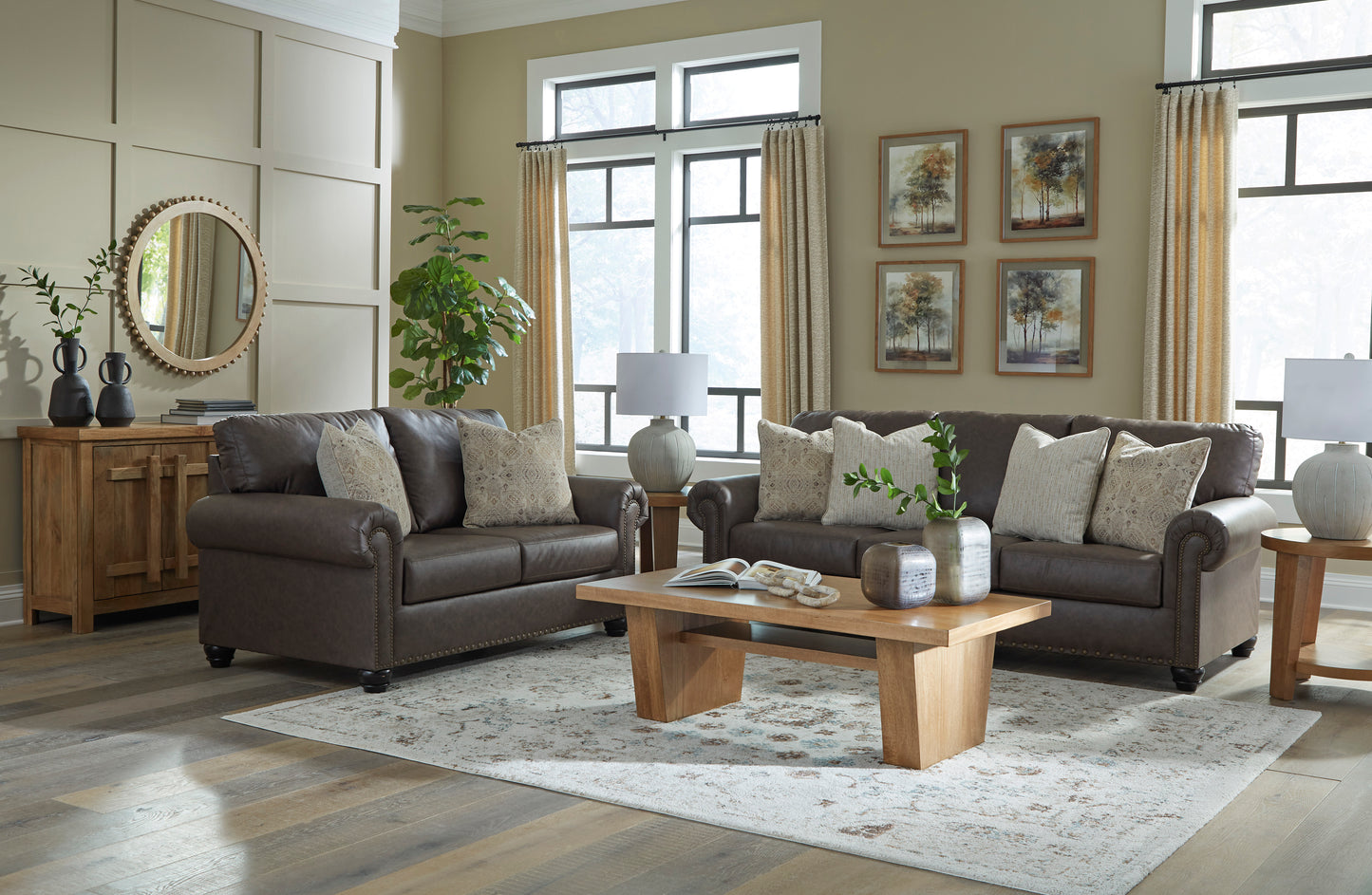 Benchcraft by Ashley Roxmere Umber Sofa and Loveseat 55503