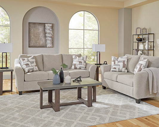 Ashley Benchcraft Willarae Taupe Sofa Loveseat 59803