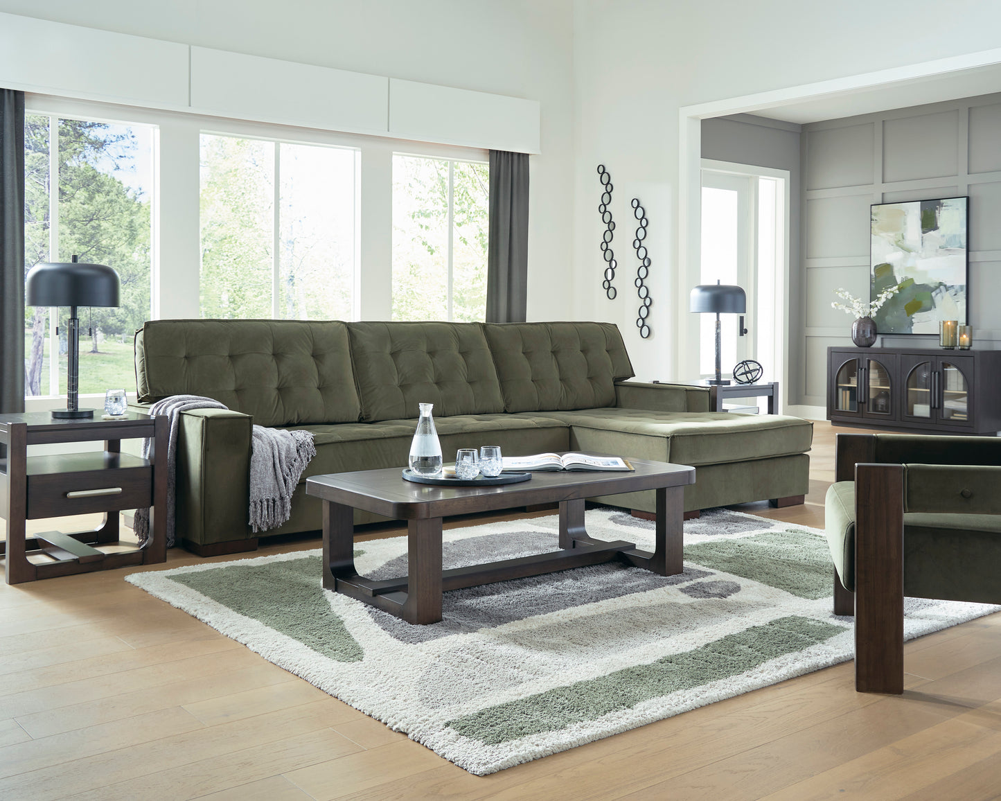 Signature Design by Ashley PC61702 Caspian Town Olive Sectional Chaise