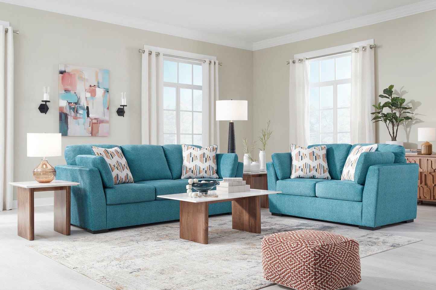 Signature Design by Ashley Keerwick Teal Sofa and Loveseat 67507