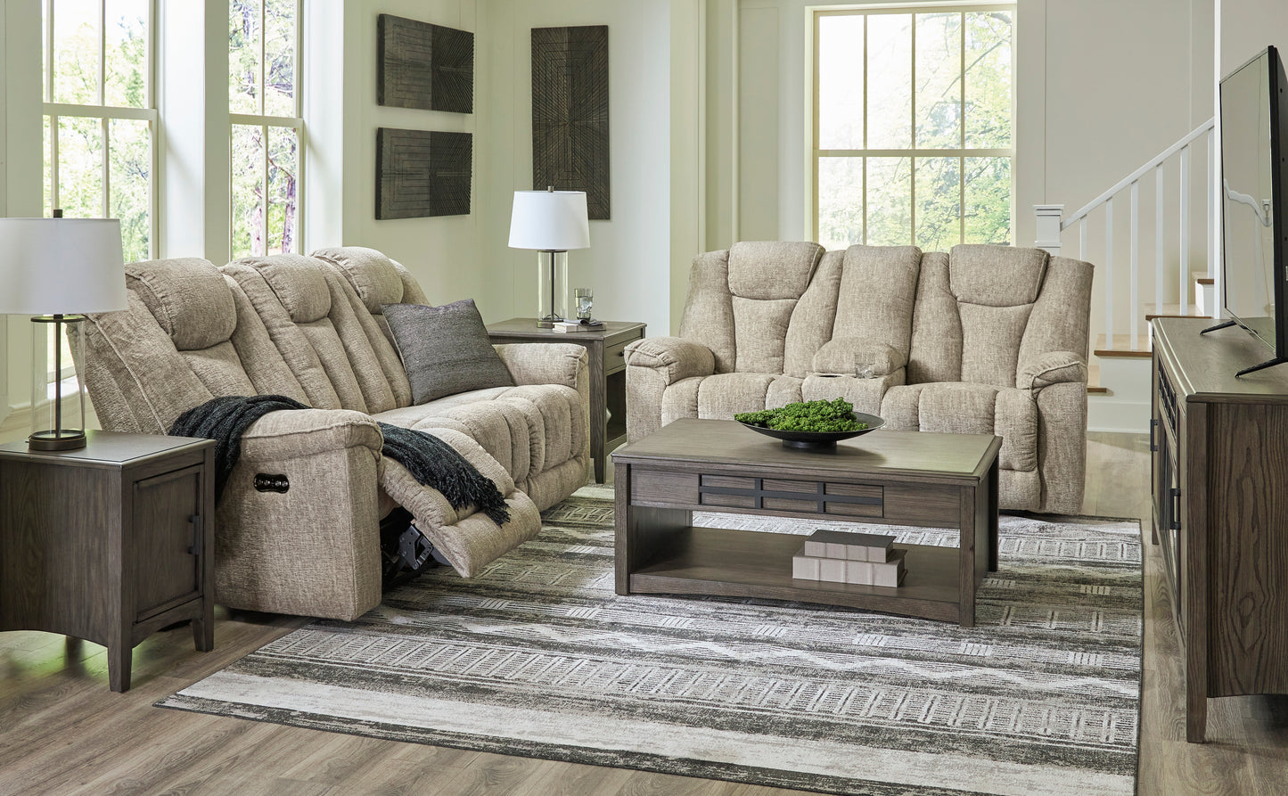 Signature Design by Ashley Hindmarsh Stone Power Reclining Sofa and Loveseat 90309