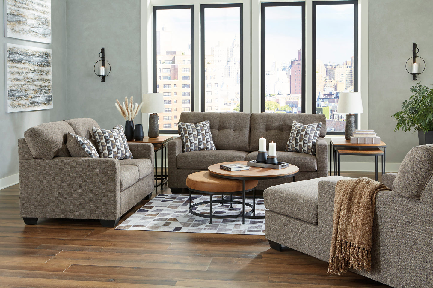 Ashley Signature Design Chocolate Mahoney Sofa Loveseat Chaise 31005
