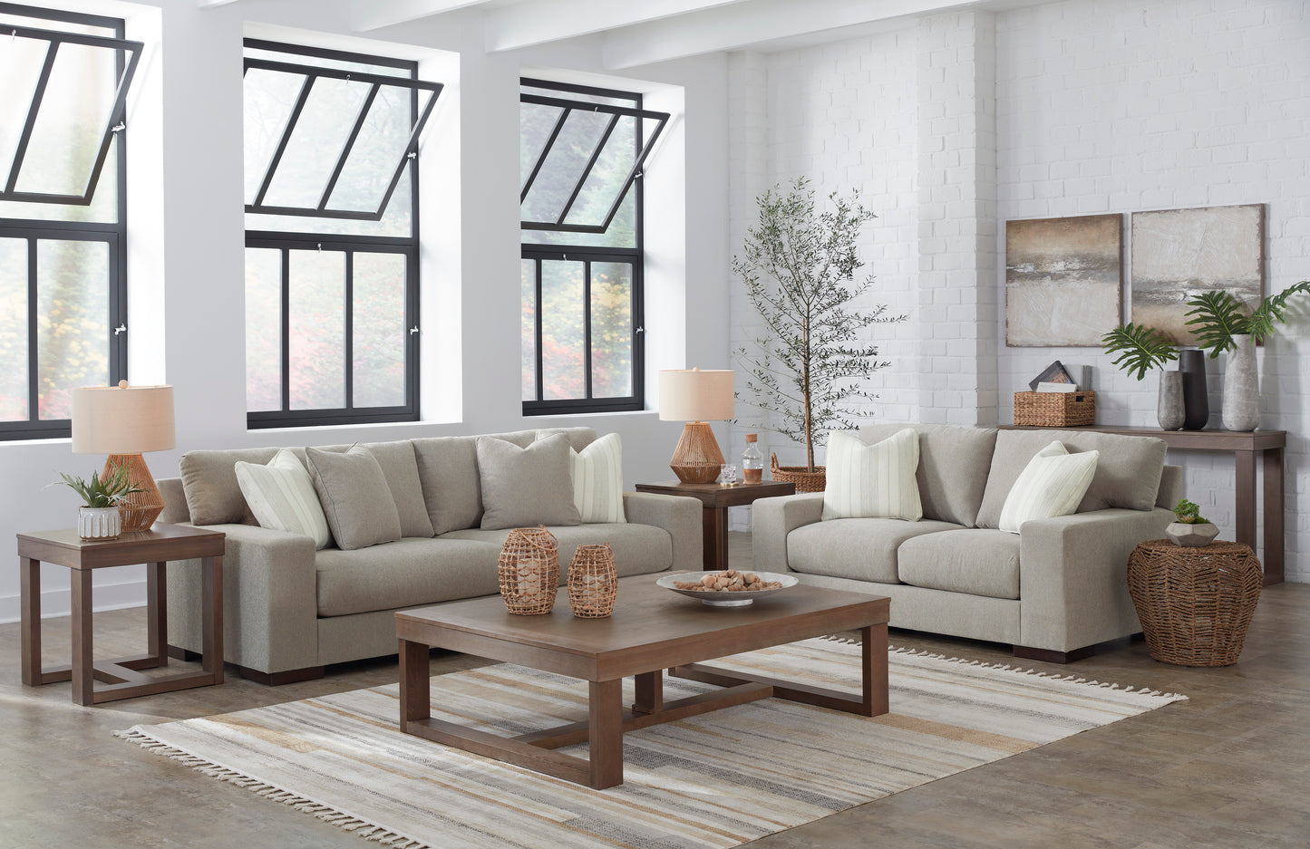 Ashley Signature Design Maggie Flax Sofa Loveseat 52004