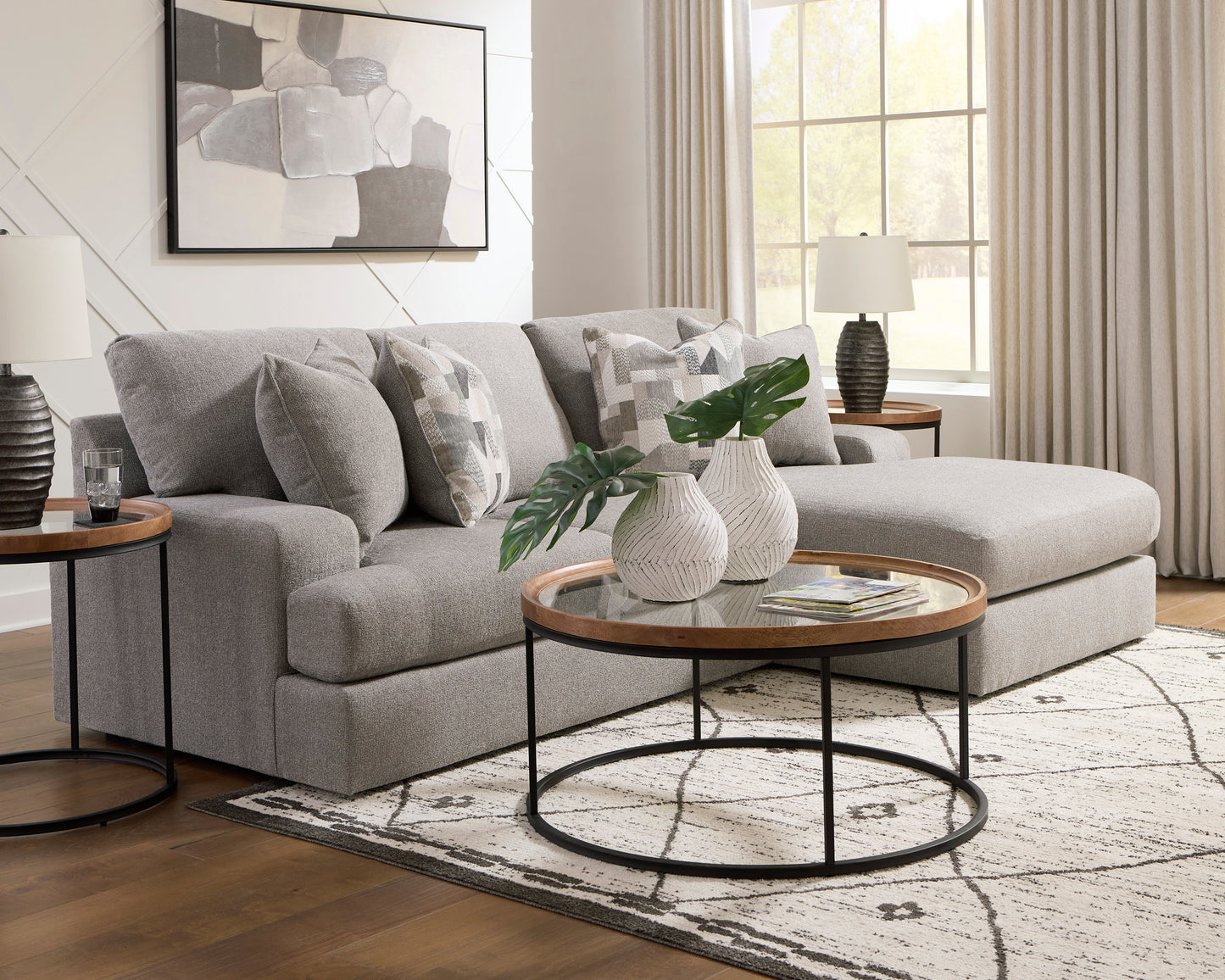 Benchcraft by Ashley 84704 Lindon Smoke Sectional Chaise