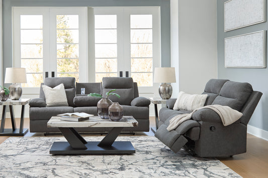 Ashley signature Design Side-Swipe Charcoal Reclining Sofa and Loveseat