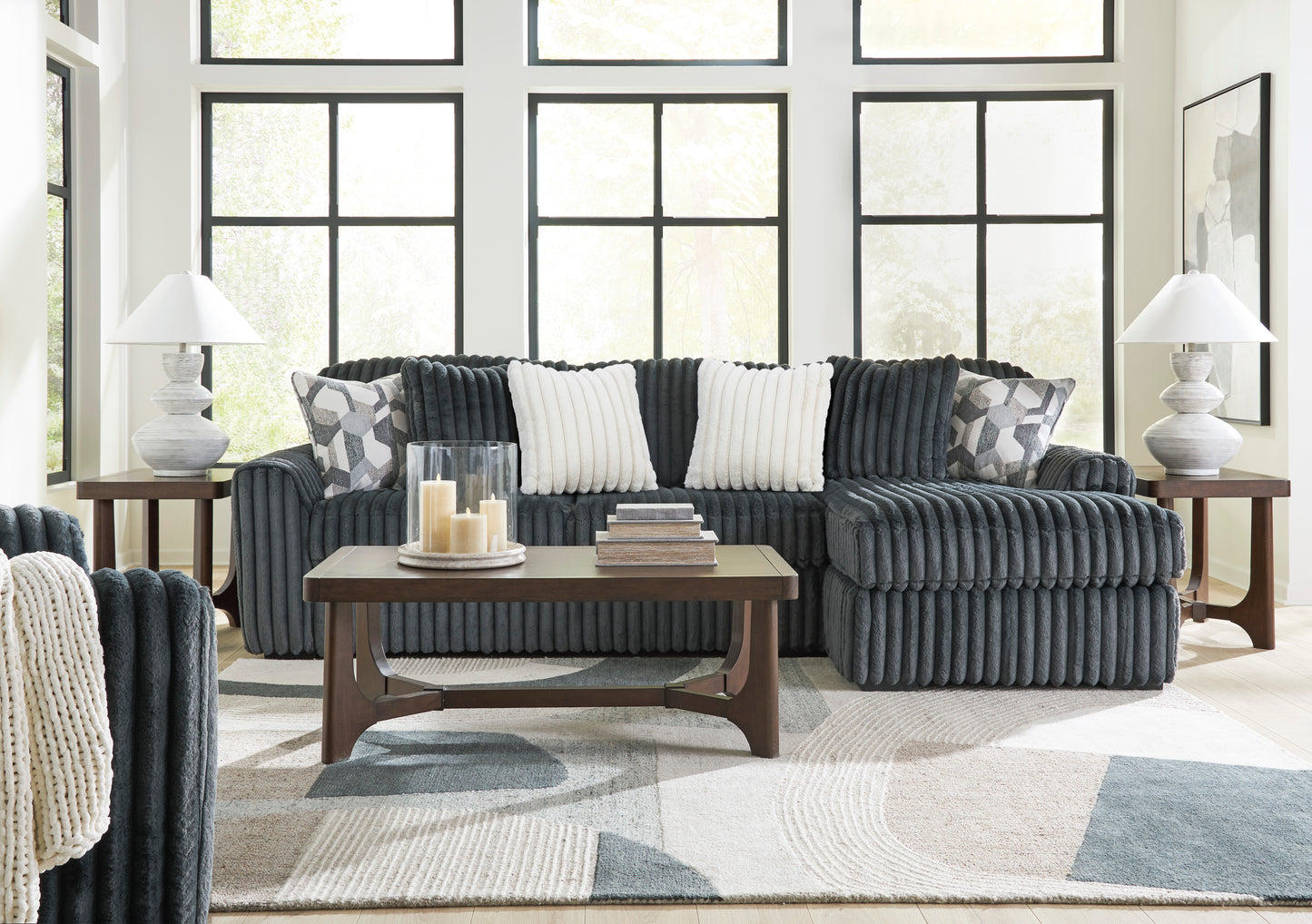 Ashley Signature Design Midnight Madness Gunmetal Sofa Chaise 98105